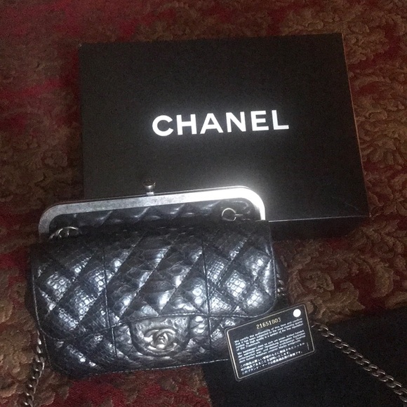 Chanel 2015 Lambskin and Python Kisslock Tabatiere - Picture 1 of 7